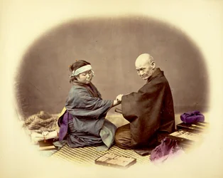 Doctor japonés y su paciente, c.1890